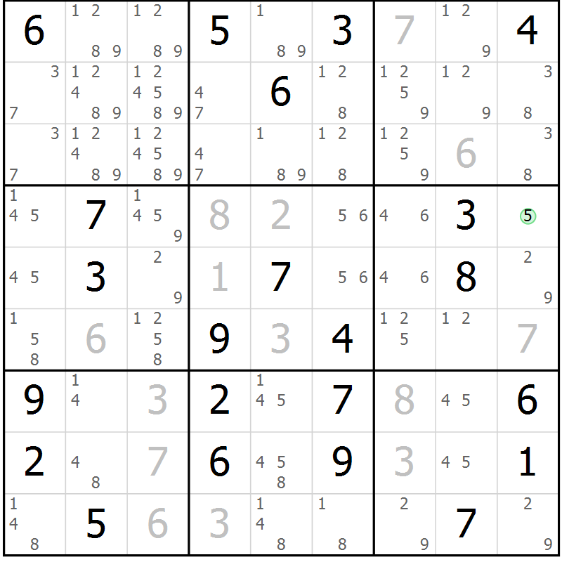 Position des candidats pour la solution de la Gr 16 page 19 du magazine de sudoku Virtuose n° 114