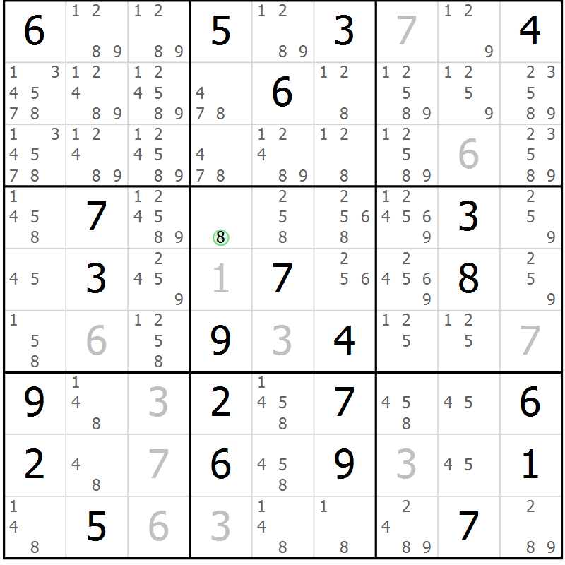 Position des candidats pour la solution de la Gr 16 page 19 du magazine de sudoku Virtuose n° 114