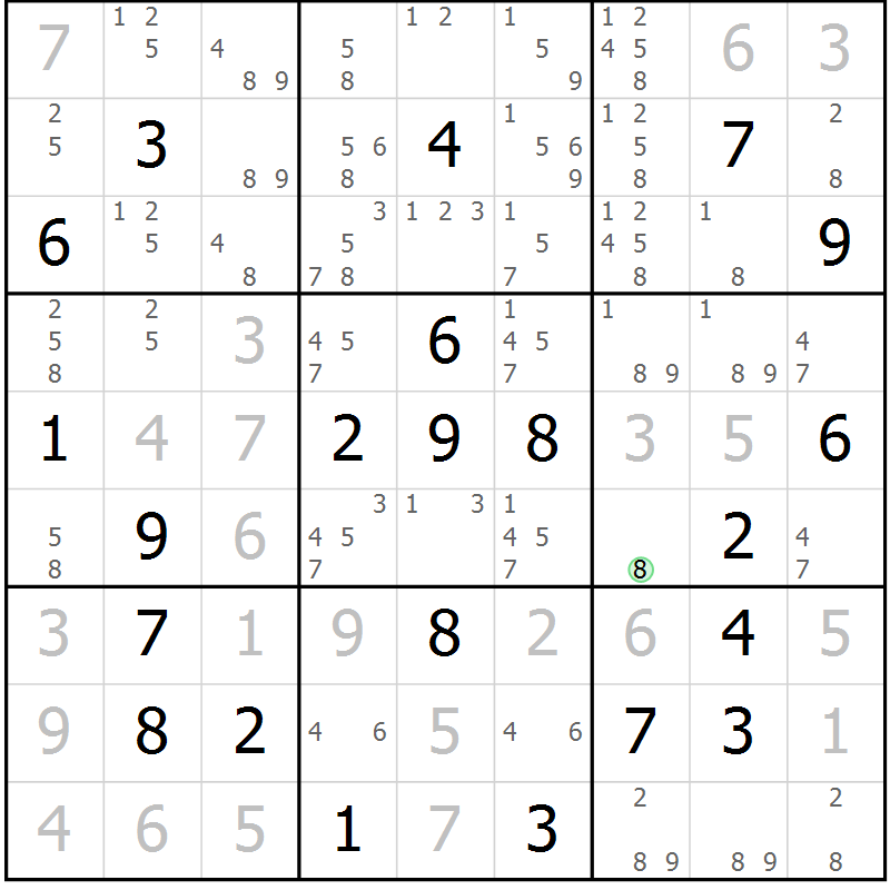 Position des candidats pour la solution de la Gr 19 page 22 du magazine de sudoku Virtuose n° 114