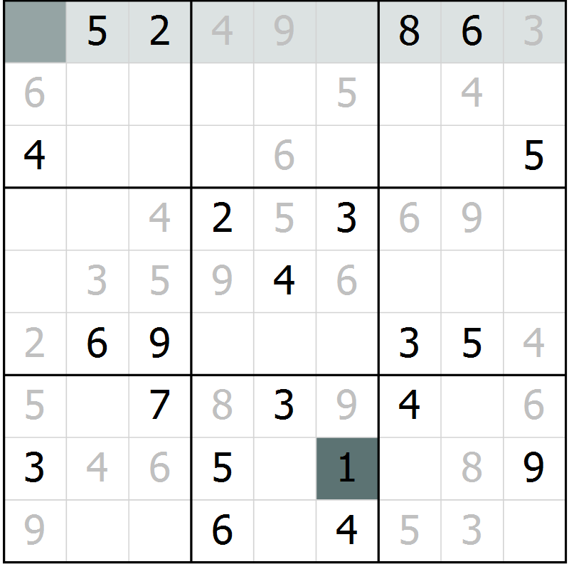 Position des candidats pour la solution de la Gr 2 page 5 du magazine de sudoku Virtuose n° 114