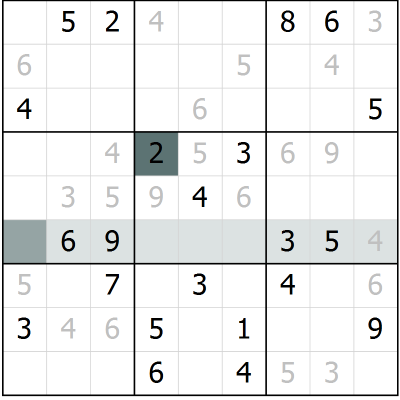 Position des candidats pour la solution de la Gr 2 page 5 du magazine de sudoku Virtuose n° 114