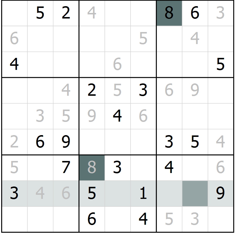 Position des candidats pour la solution de la Gr 2 page 5 du magazine de sudoku Virtuose n° 114