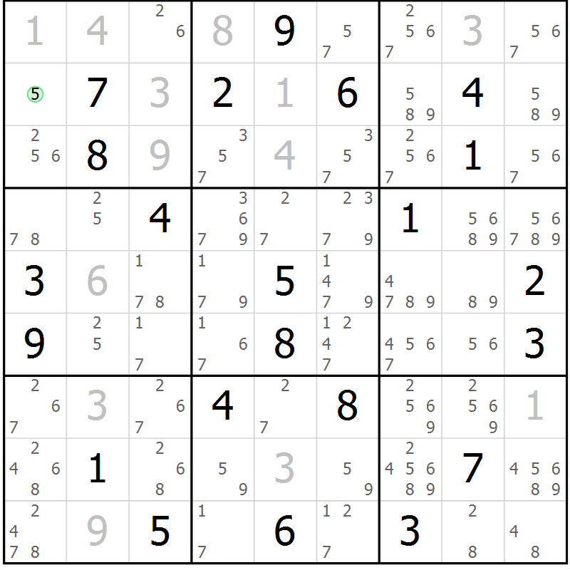 Position des candidats pour la solution de la Gr 20 page 23 du magazine de sudoku Virtuose n° 114