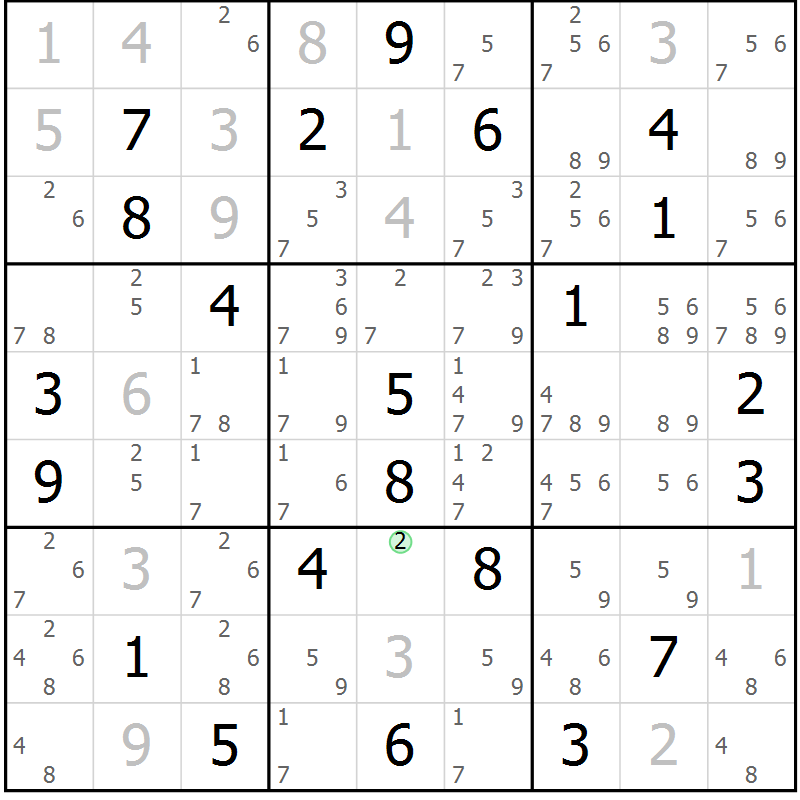 Position des candidats pour la solution de la Gr 20 page 23 du magazine de sudoku Virtuose n° 114