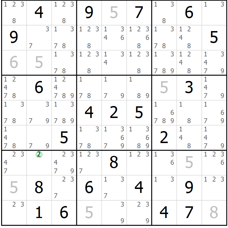 Position des candidats pour la solution de la Gr 21 page 24 du magazine de sudoku Virtuose n° 114