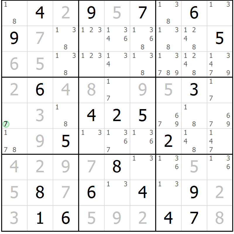 Position des candidats pour la solution de la Gr 21 page 24 du magazine de sudoku Virtuose n° 114