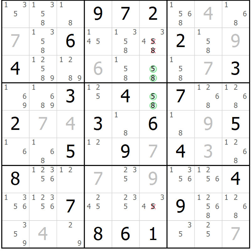 Position des candidats pour la solution de la Gr 24 page 27 du magazine de sudoku Virtuose n° 114