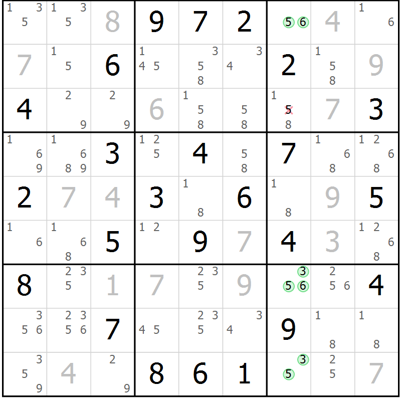 Position des candidats pour la solution de la Gr 24 page 27 du magazine de sudoku Virtuose n° 114
