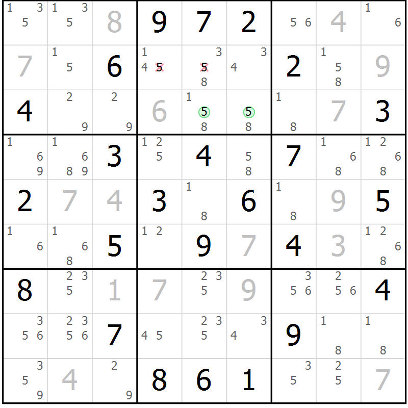 Position des candidats pour la solution de la Gr 24 page 27 du magazine de sudoku Virtuose n° 114