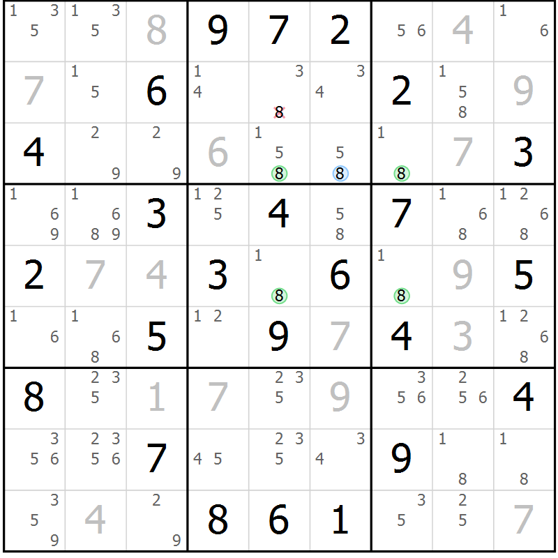 Position des candidats pour la solution de la Gr 24 page 27 du magazine de sudoku Virtuose n° 114