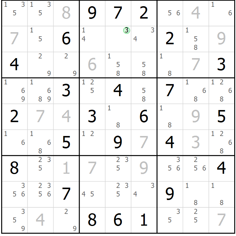 Position des candidats pour la solution de la Gr 24 page 27 du magazine de sudoku Virtuose n° 114