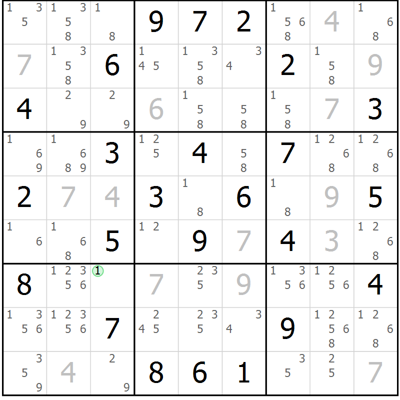 Position des candidats pour la solution de la Gr 24 page 27 du magazine de sudoku Virtuose n° 114
