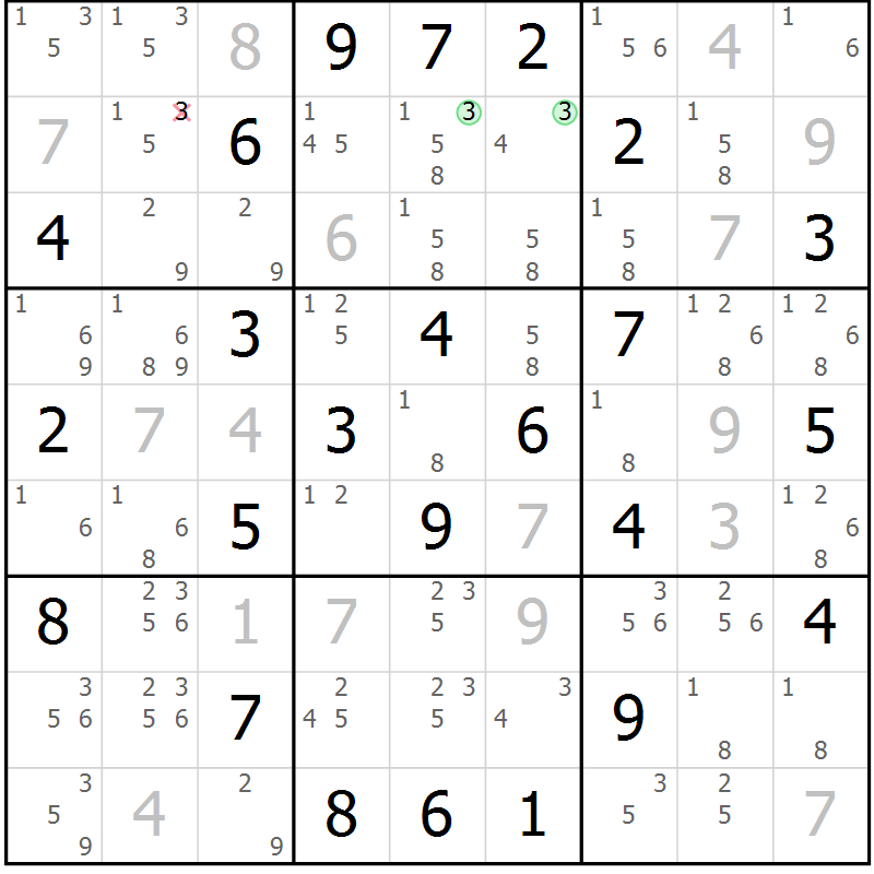 Position des candidats pour la solution de la Gr 24 page 27 du magazine de sudoku Virtuose n° 114