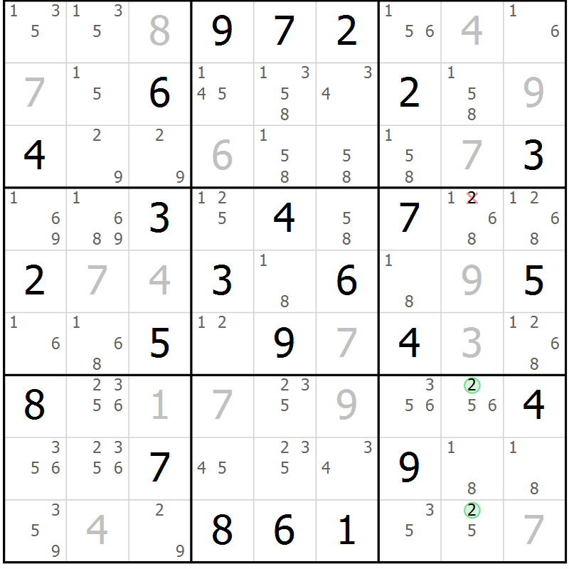 Position des candidats pour la solution de la Gr 24 page 27 du magazine de sudoku Virtuose n° 114