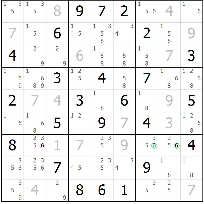 Position des candidats pour la solution de la Gr 24 page 27 du magazine de sudoku Virtuose n° 114