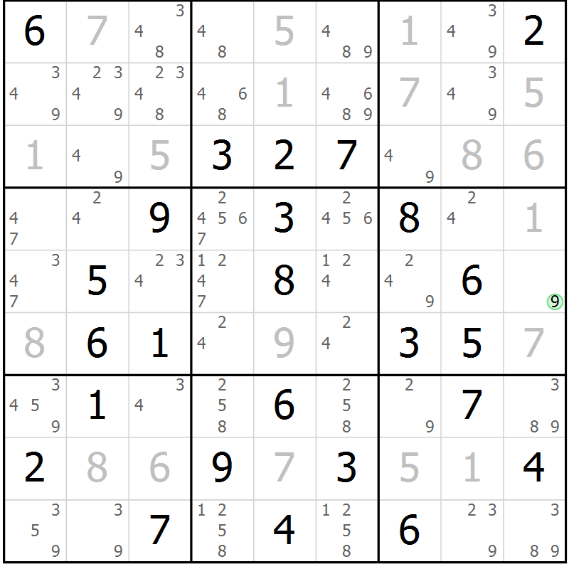 Position des candidats pour la solution de la Gr 26 page 29 du magazine de sudoku Virtuose n° 114