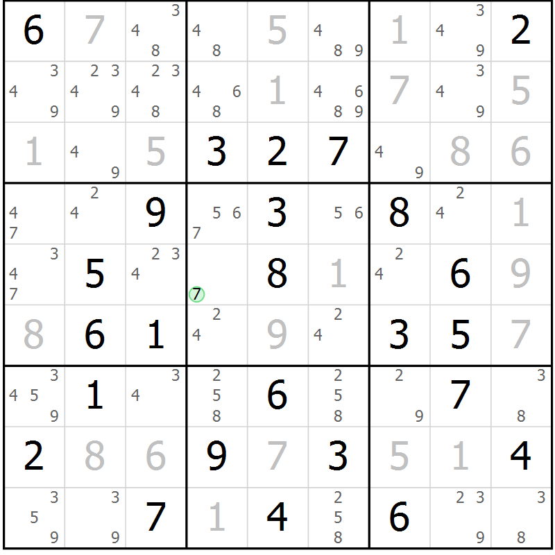 Position des candidats pour la solution de la Gr 26 page 29 du magazine de sudoku Virtuose n° 114