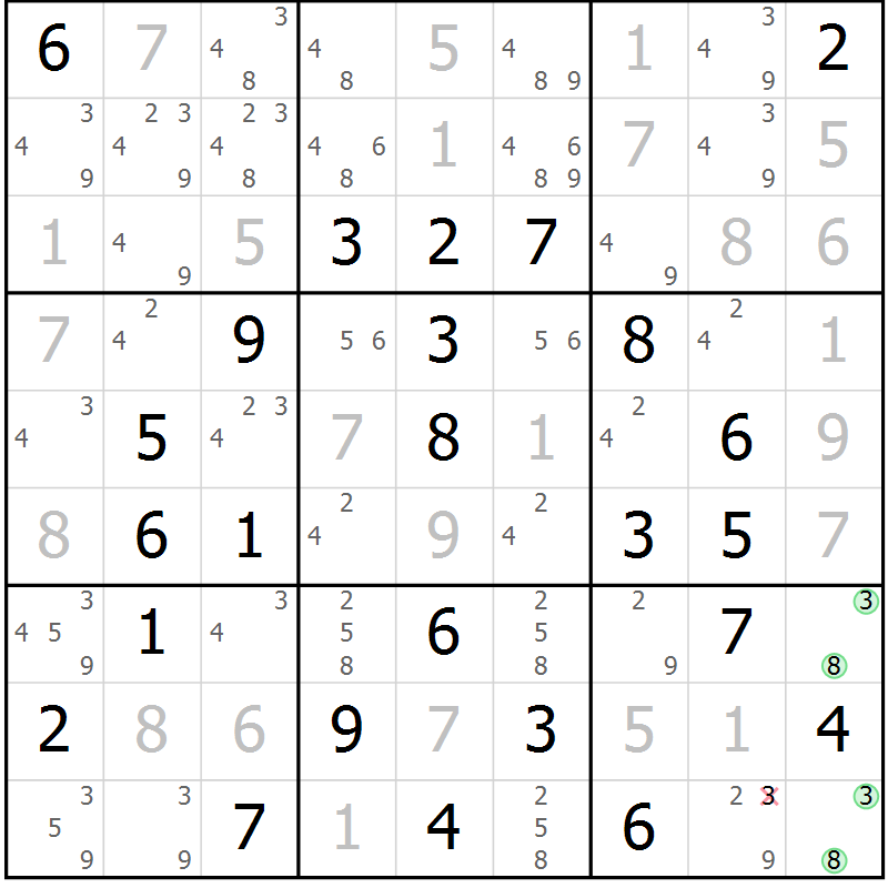 Position des candidats pour la solution de la Gr 26 page 29 du magazine de sudoku Virtuose n° 114