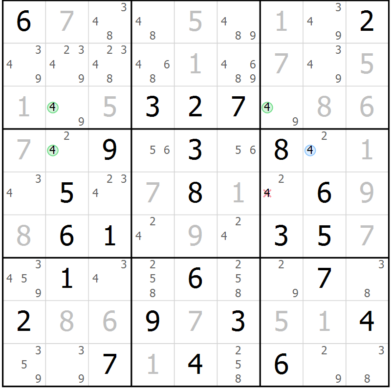 Position des candidats pour la solution de la Gr 26 page 29 du magazine de sudoku Virtuose n° 114