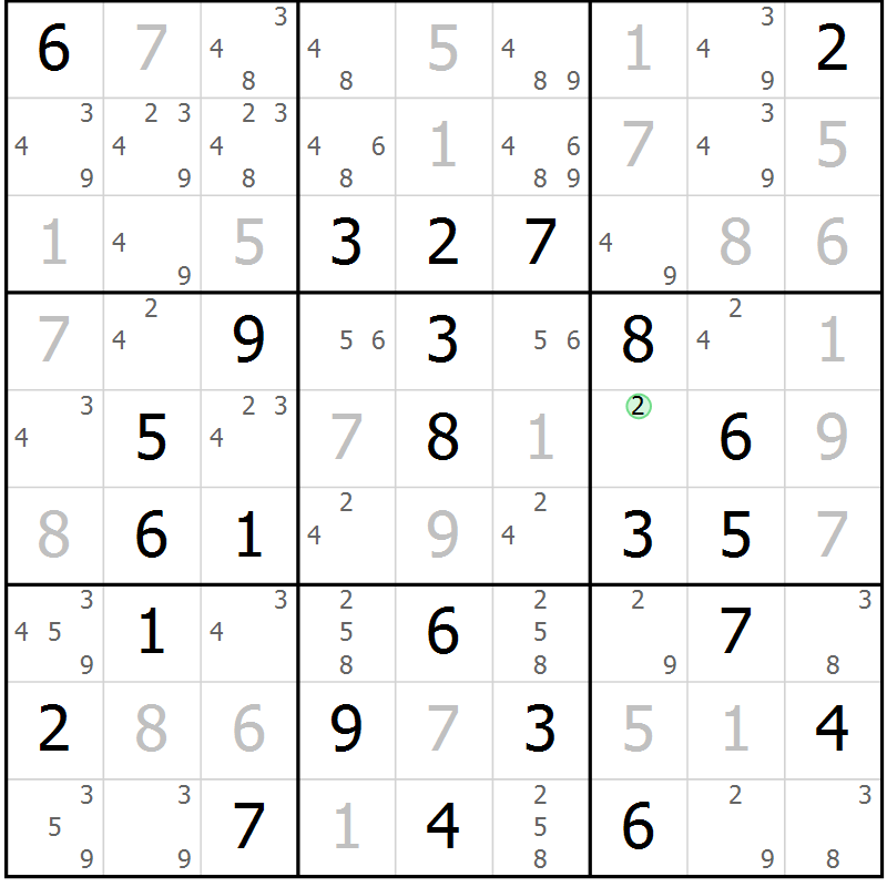 Position des candidats pour la solution de la Gr 26 page 29 du magazine de sudoku Virtuose n° 114