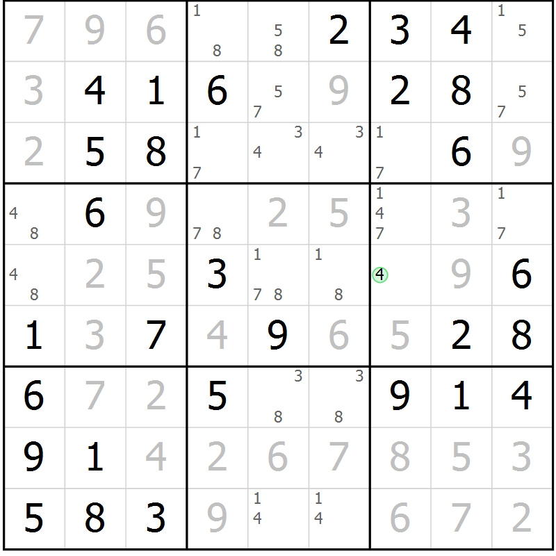 Position des candidats pour la solution de la Gr 29 page 32 du magazine de sudoku Virtuose n° 114