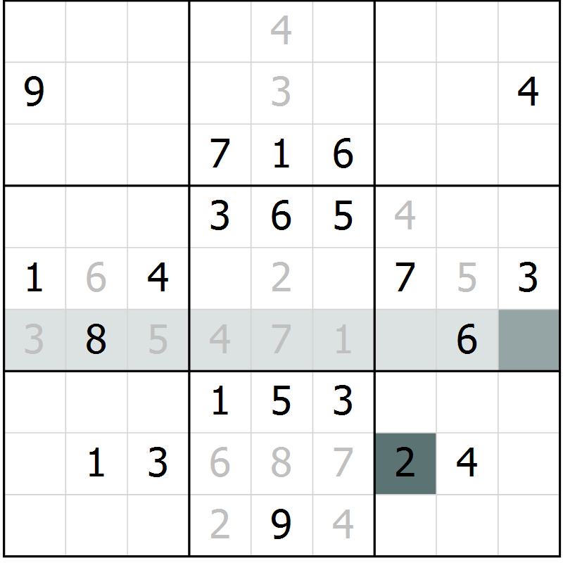 Position des candidats pour la solution de la Gr 3 page 6 du magazine de sudoku Virtuose n° 114