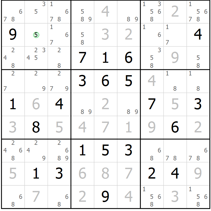 Position des candidats pour la solution de la Gr 3 page 6 du magazine de sudoku Virtuose n° 114