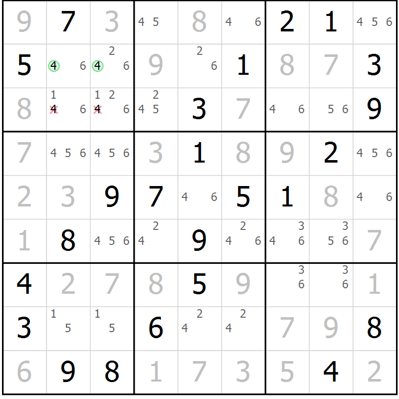 Position des candidats pour la solution de la Gr 32 page 35 du magazine de sudoku Virtuose n° 114