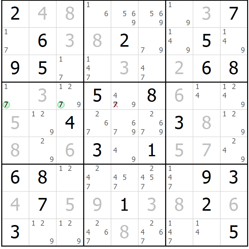 Position des candidats pour la solution de la Gr 34 page 37 du magazine de sudoku Virtuose n° 114