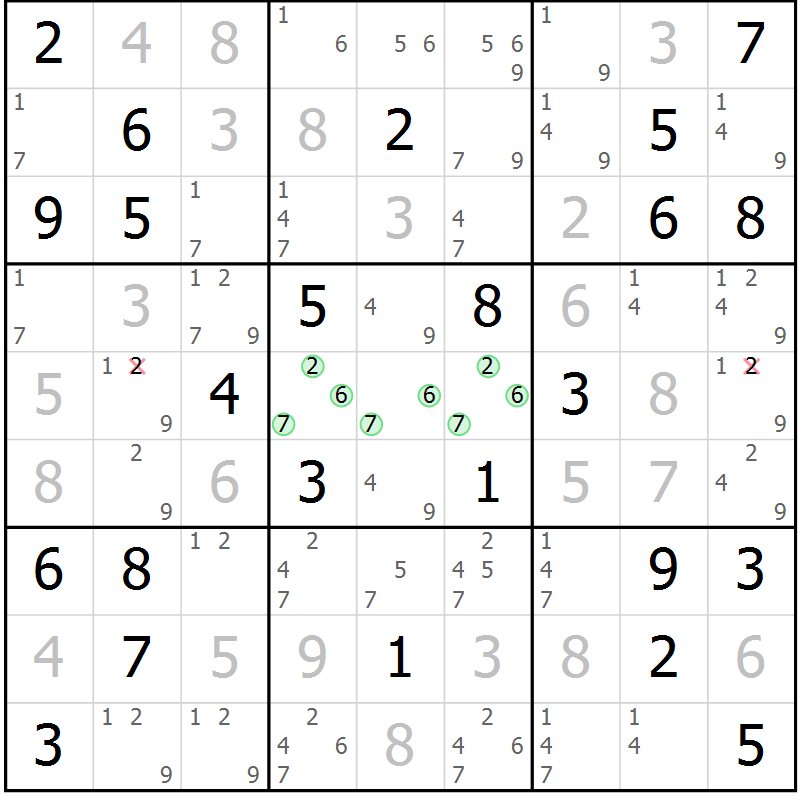 Position des candidats pour la solution de la Gr 34 page 37 du magazine de sudoku Virtuose n° 114