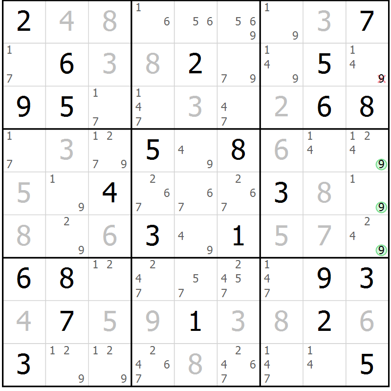 Position des candidats pour la solution de la Gr 34 page 37 du magazine de sudoku Virtuose n° 114