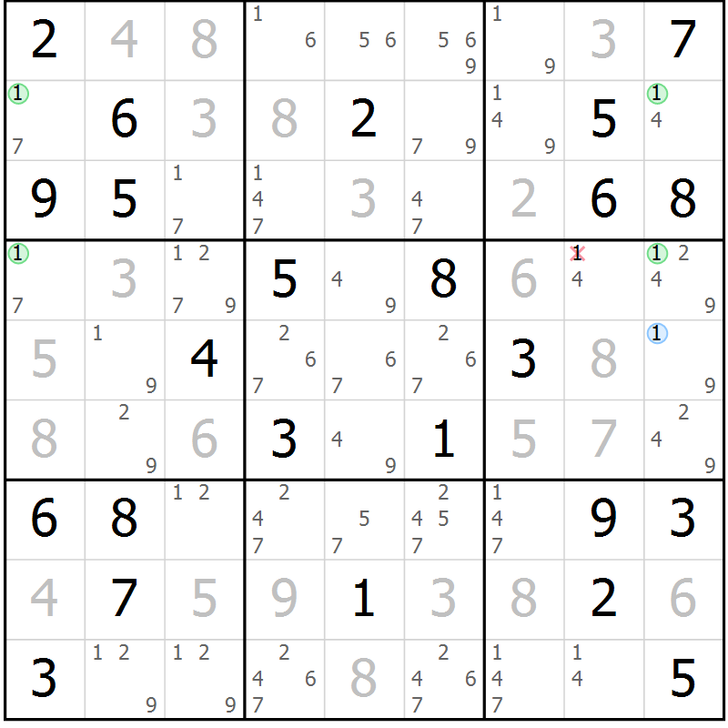Position des candidats pour la solution de la Gr 34 page 37 du magazine de sudoku Virtuose n° 114