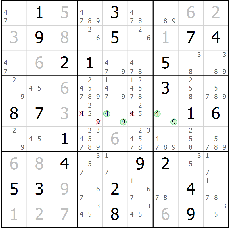 Position des candidats pour la solution de la Gr 35 page 38 du magazine de sudoku Virtuose n° 114