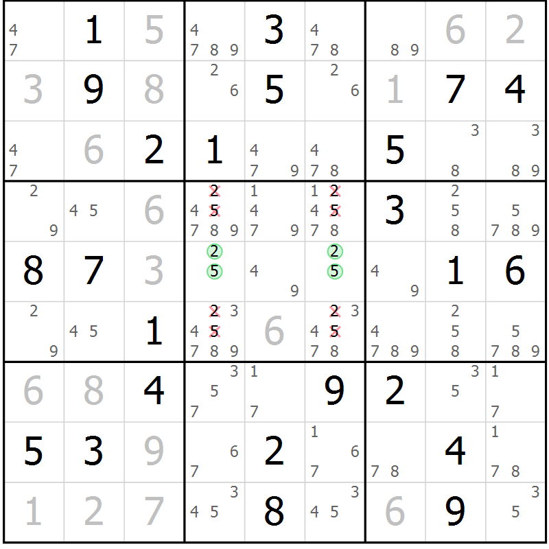 Position des candidats pour la solution de la Gr 35 page 38 du magazine de sudoku Virtuose n° 114
