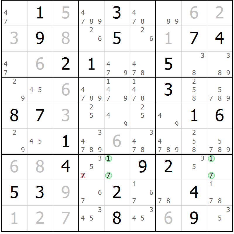 Position des candidats pour la solution de la Gr 35 page 38 du magazine de sudoku Virtuose n° 114