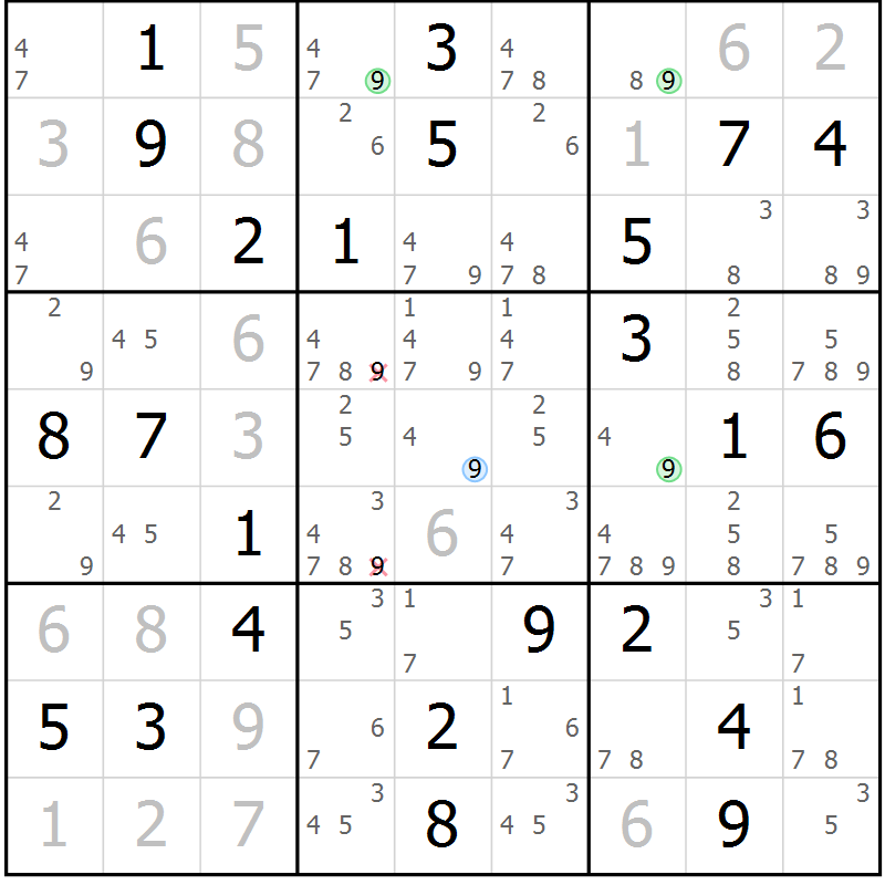 Position des candidats pour la solution de la Gr 35 page 38 du magazine de sudoku Virtuose n° 114
