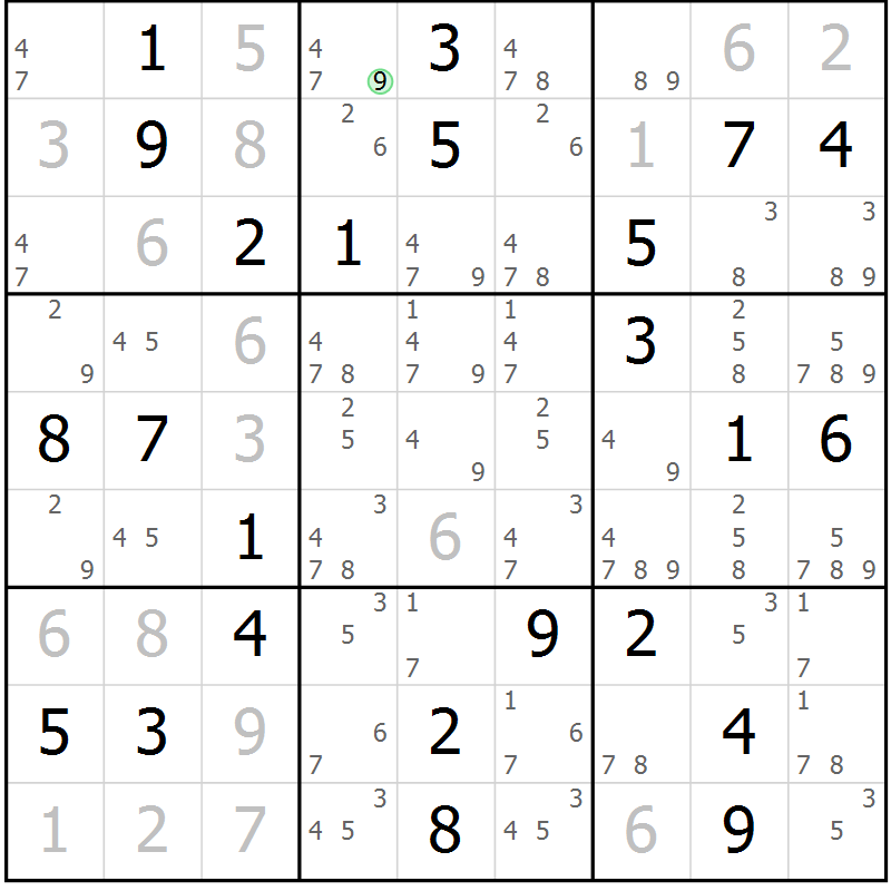 Position des candidats pour la solution de la Gr 35 page 38 du magazine de sudoku Virtuose n° 114