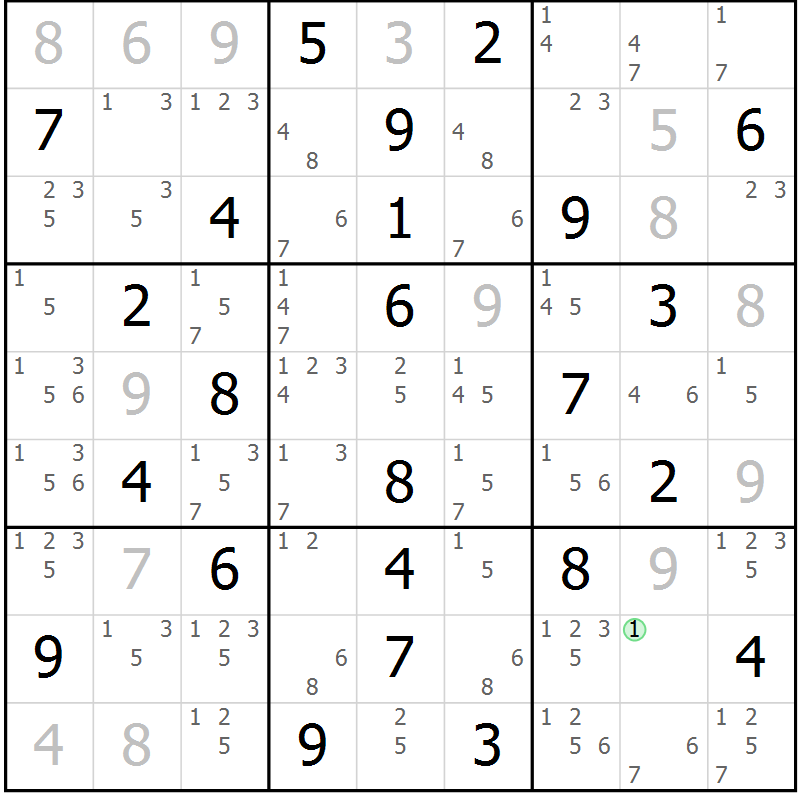 Position des candidats pour la solution de la Gr 36 page 39 du magazine de sudoku Virtuose n° 114