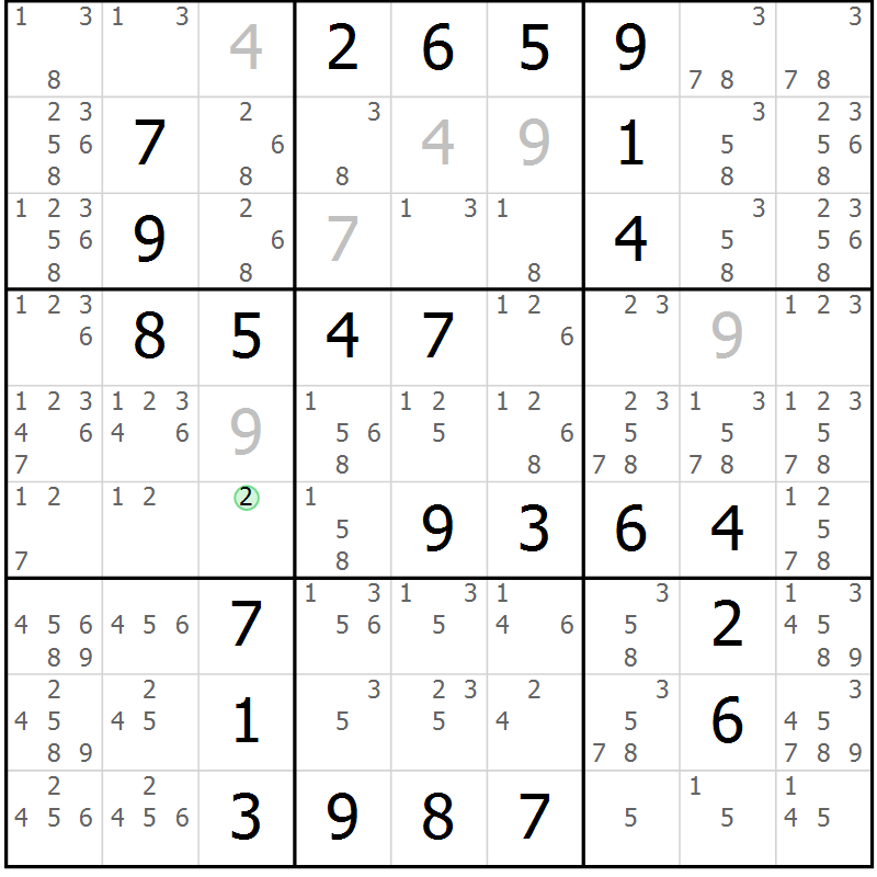 Position des candidats pour la solution de la Gr 37 page 40 du magazine de sudoku Virtuose n° 114