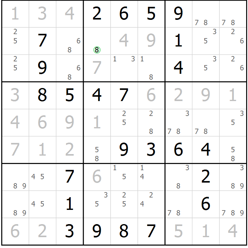 Position des candidats pour la solution de la Gr 37 page 40 du magazine de sudoku Virtuose n° 114