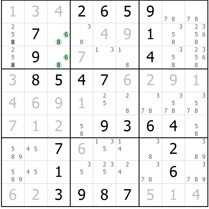 Position des candidats pour la solution de la Gr 37 page 40 du magazine de sudoku Virtuose n° 114