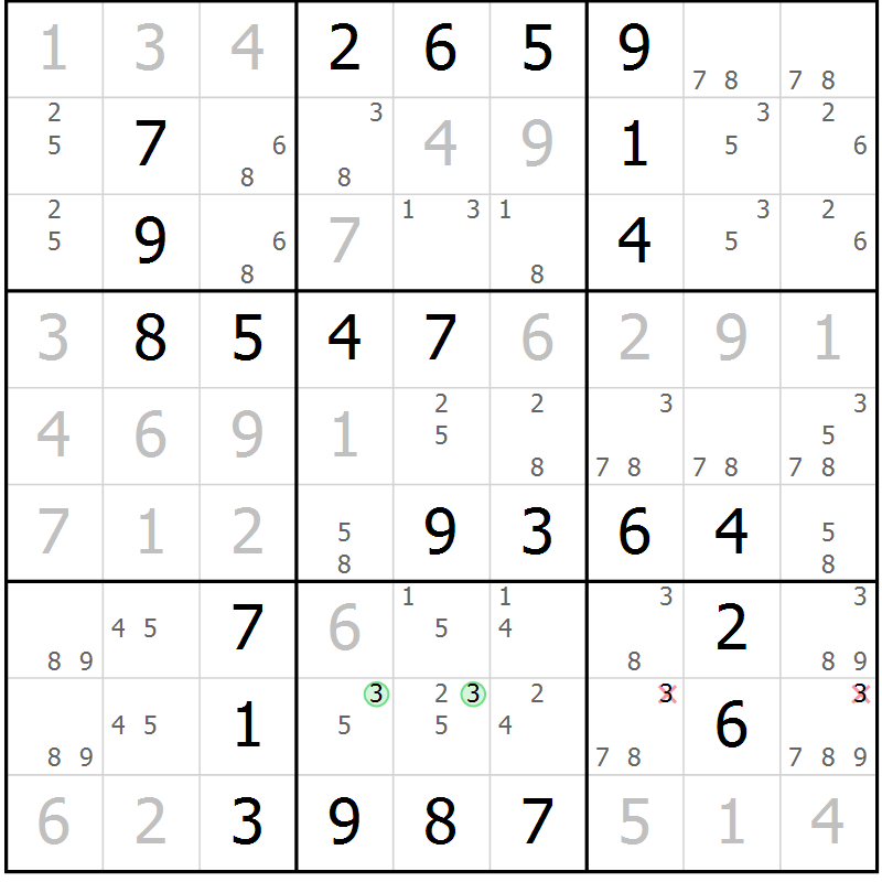 Position des candidats pour la solution de la Gr 37 page 40 du magazine de sudoku Virtuose n° 114