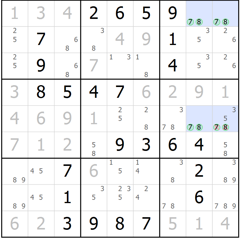 Position des candidats pour la solution de la Gr 37 page 40 du magazine de sudoku Virtuose n° 114
