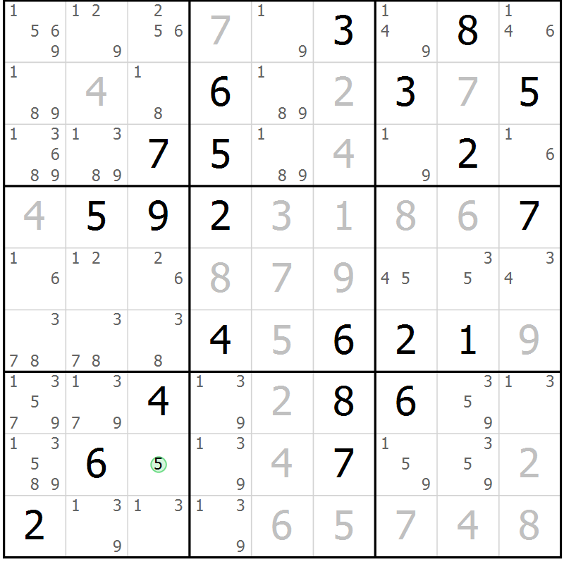 Position des candidats pour la solution de la Gr 38 page 41 du magazine de sudoku Virtuose n° 114