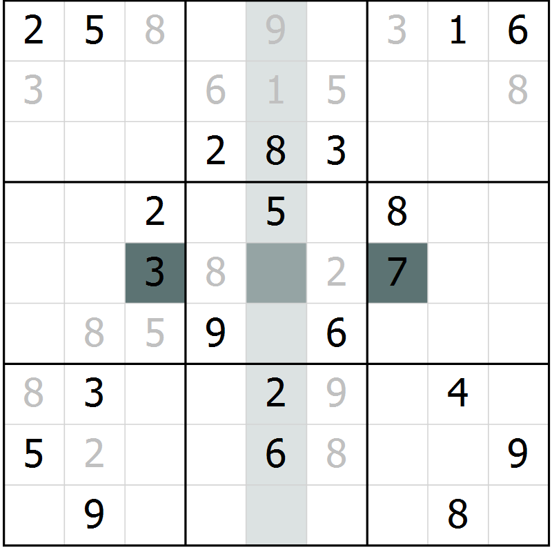 Position des candidats pour la solution de la Gr 4 page 7 du magazine de sudoku Virtuose n° 114