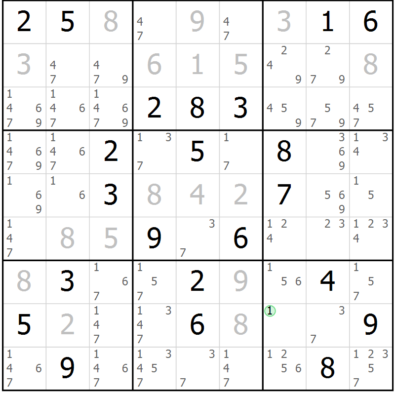 Position des candidats pour la solution de la Gr 4 page 7 du magazine de sudoku Virtuose n° 114