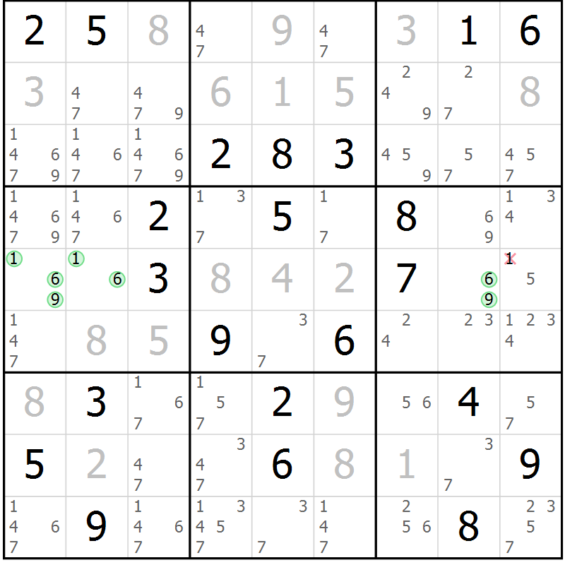 Position des candidats pour la solution de la Gr 4 page 7 du magazine de sudoku Virtuose n° 114
