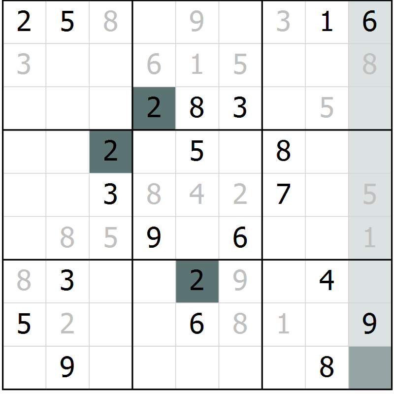 Position des candidats pour la solution de la Gr 4 page 7 du magazine de sudoku Virtuose n° 114