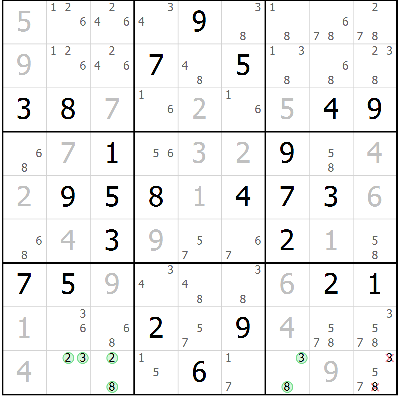 Position des candidats pour la solution de la Gr 41 page 44 du magazine de sudoku Virtuose n° 114