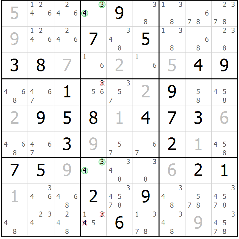 Position des candidats pour la solution de la Gr 41 page 44 du magazine de sudoku Virtuose n° 114